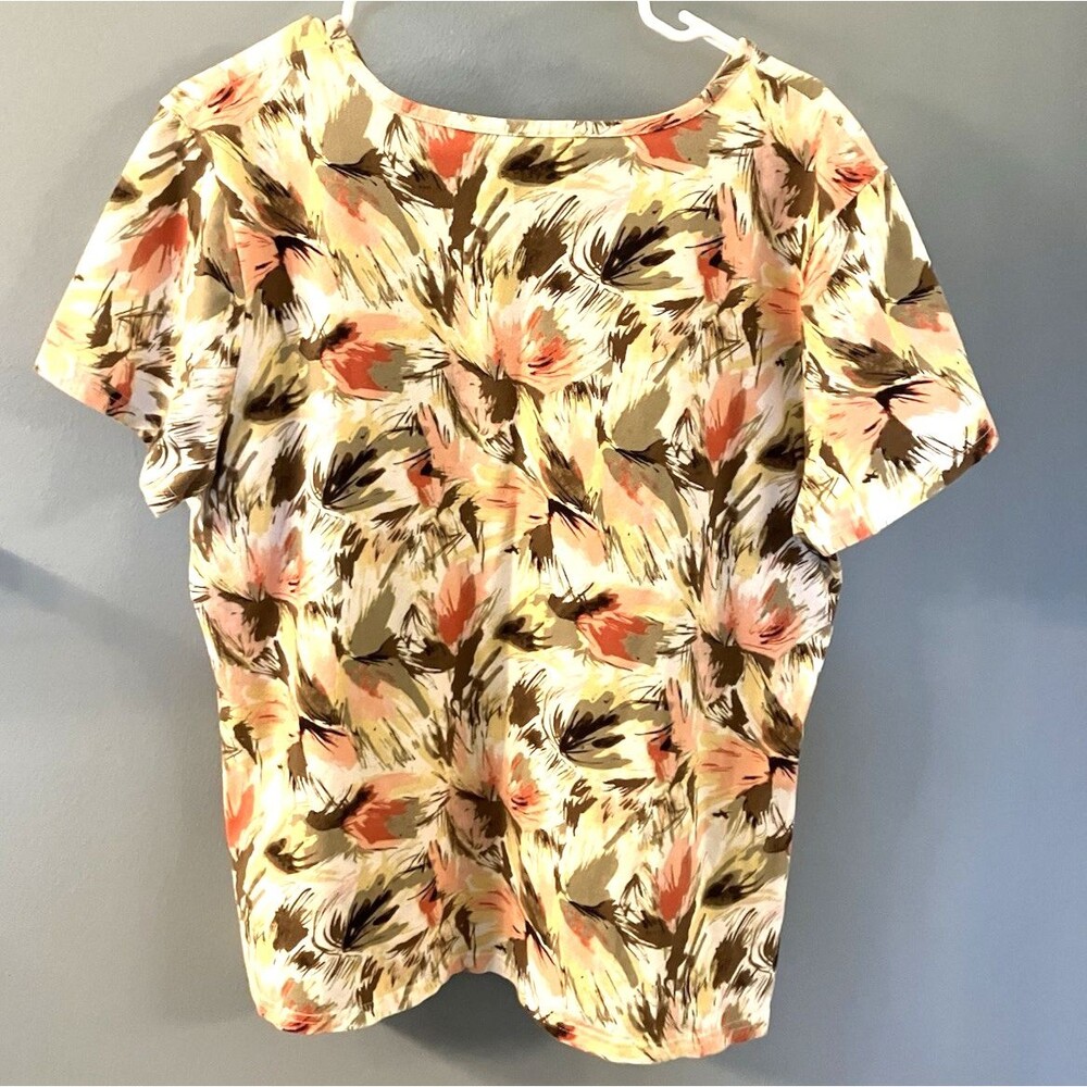 NWOT Basic Editions Women's Floral V-neck Tee Multi color Size XXL - Picture 5 of 5